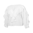 thumbnail image 3 of AMERTEER Women Button-down Ruffle Shirt V-neck Long Sleeve Blouse, 3 of 8