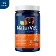 NaturVet Adult Dog Daily Care All-In-One Supplements, 10-In-1, Hickory Smoked Bacon Flavor, 60 Count