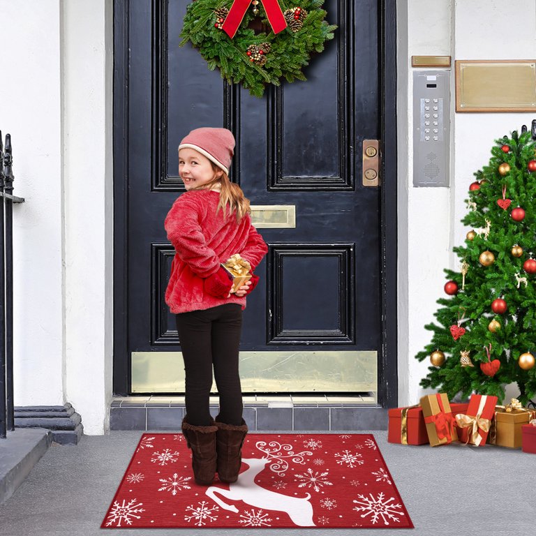 Doormat Holiday Door Mat Winter Christmas Deer Indoor/Outdoor Welcome Mat  Floor Doormat for Home Decoration Christmas Rug