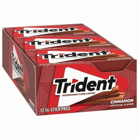 Trident Cinnamon Sugar-Free Chewing Gum, 12 Packs, 14 Sticks Each (168 Total)