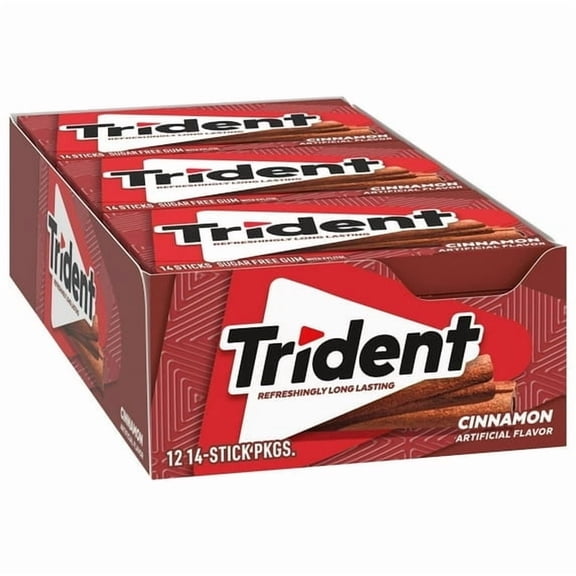 Trident Cinnamon Sugar-Free Chewing Gum, 12 Packs, 14 Sticks Each (168 Total)