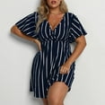 thumbnail image 4 of IROINNID Plus Size Sexy Dresses For Women Date Night Sexy Fashion Summer V Neck Short Sleeve Loose Stripe Print Dress Summer Saving, 4 of 9