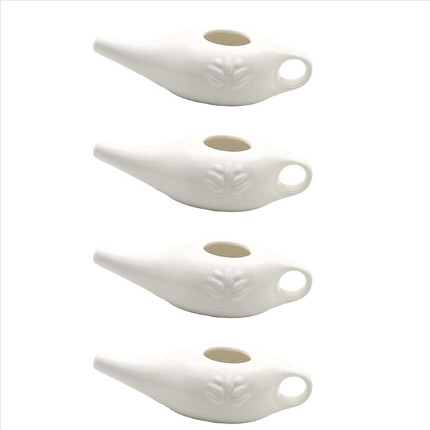 4X Olla Neti de CeráMica de 250 Ml, Olla para Limpieza de Nariz, Duradera, una Prueba de Fugas, para Enjuague Nasal, Lavado de Nariz, Hombres y Mujeres,