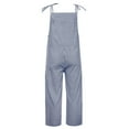 thumbnail image 6 of ZXLBBD Womens Striped Linen Jumpsuits Summer Fit Adjustable Strap Sleeveless Overalls Harem Wide Leg Bib Pants Casual Outdoor Comfort Daily Wear, 6 of 7