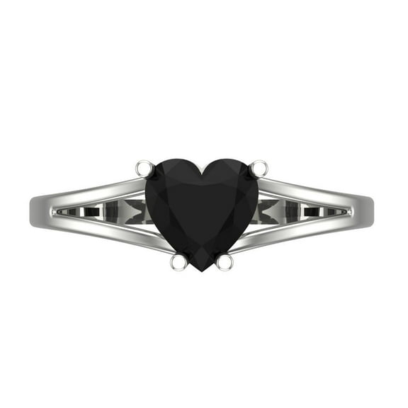 Solitaire Engagement Ring for Women - 1ct Natural Onyx in 14K White Gold Promise Ring