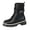 d-Black, variant on Women's Leather Lace up Combat Boots Platform Comfortable Lug Sole Chunky Casual Fall Winter Warm Motorcycle Booties a-Coffee Size 8