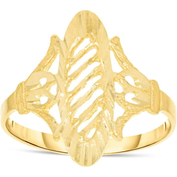 Floreo 10k Yellow Gold 18mm Straight Oval Openwork Filigree Ring