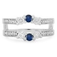 thumbnail image 2 of Dazzlingrock Collection 14K Blue Sapphire & White Diamond Wedding Band 3 Stone Enhancer Guard Double Ring, White Gold, Size 6.5, 2 of 4