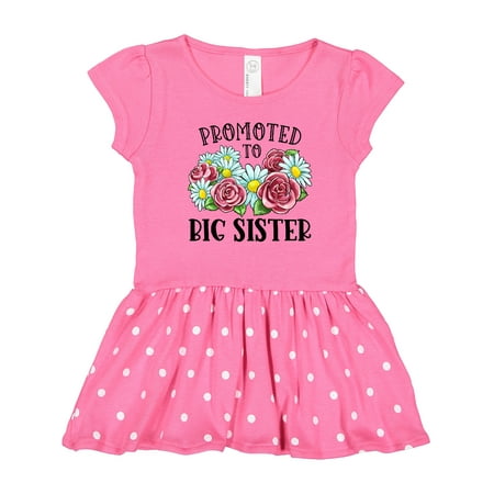 

Inktastic Promoted to Big Sister with Flowers Gift Toddler Girl Dress