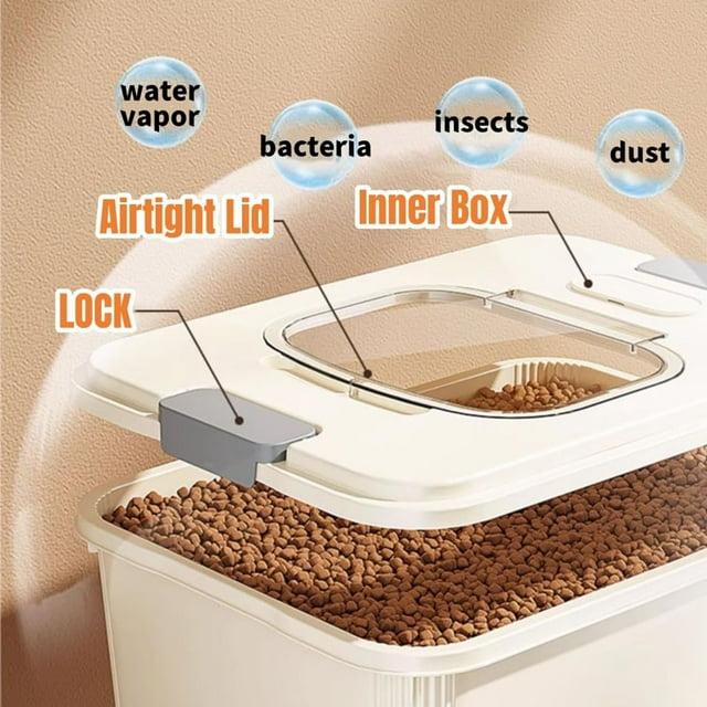 SHAGUOZHOU Airtight Dog Food Storage Container Cat Food Container With Clear Lid & Measuring Cup Dog Cat Flour Canisters with Airtight Lids Vacuum Containers for Food Storage Flour Storage Container