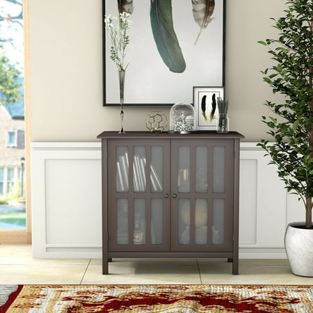Storage Buffet Cabinet Glass Door Sideboard Console Table Server