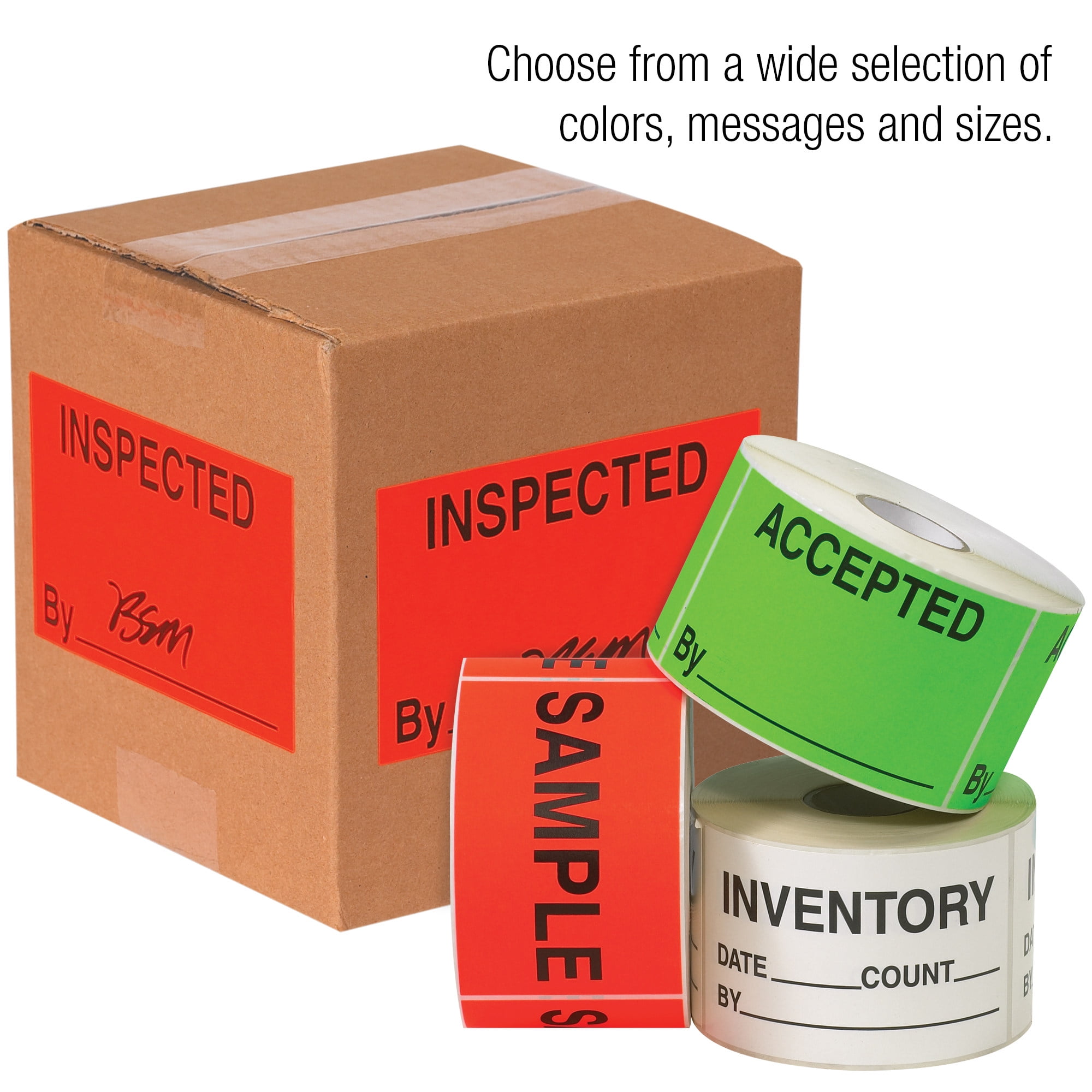 Tape Logic® Preprinted Special Handling Labels, DL1163, Inspected, Rectangle, 1 1/4" x 2", Fluorescent Green, Roll Of 500