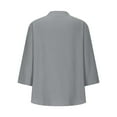 thumbnail image 5 of Womens Clothing Homenesgenics Womens Tops under $10 Women's Fashion Solid Button Shirt Female V-Neck Loose T-Shirt Blouse Gray M, 5 of 6