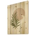 thumbnail image 2 of Designart 'Abstract Moon and Sun With Green Leaf II' Modern Print on Natural Pine Wood, 2 of 5