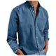 thumbnail image 1 of Ceisia Solid Shirts for Men Flannel Casual Long Sleeve Button Up Loose Trendy Tops with Pocket Sky Blue S Gift, 1 of 7