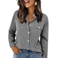 thumbnail image 5 of Craaazy Women's Loose Fit Striped Button Down Shirt - Long Sleeve Collared Pocketed Casual Office Blouse Gifts, 5 of 8