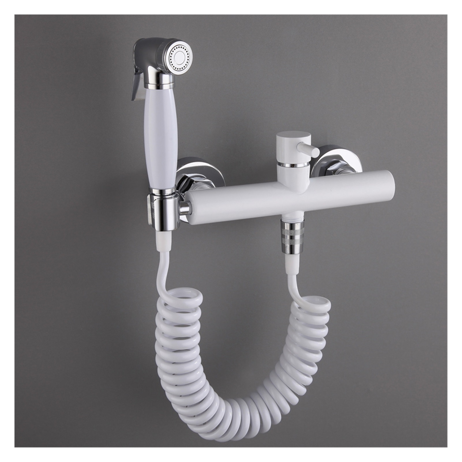 Bidet Faucet Set Hot and Cold White Chrome Toilet Corner Valve Hand held Hygienic Shower Head Wash Car Pet Sprayer Airbrush Tap
