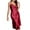 Red# nightgowns for women, variant on Camisole Lingerie for Women Elegant Cross Back Satin Slip Dress Lace V Neck Side Split Midi Pajama Dress Soft Comfy Nightwear Black S