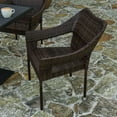 thumbnail image 3 of Merrick Lane Weather Resistant Indoor/Outdoor Stacking Patio Dining Chair with Steel Frame and PE Rattan - Espresso, 3 of 11