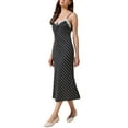 thumbnail image 4 of Polka Dots Dress for Women Summer Sleeveless V Neck Spaghetti Straps Maxi Dresses S Black, 4 of 6