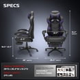 thumbnail image 3 of RESPAWN 110 Pro Ergonomic Gaming Chair with Footrest for Adults - Comfortable Office Gaming Recliner with Lumbar Support and Headrest, Racing Style Video Game Chairs for Computer Gamer - Purple, 3 of 8
