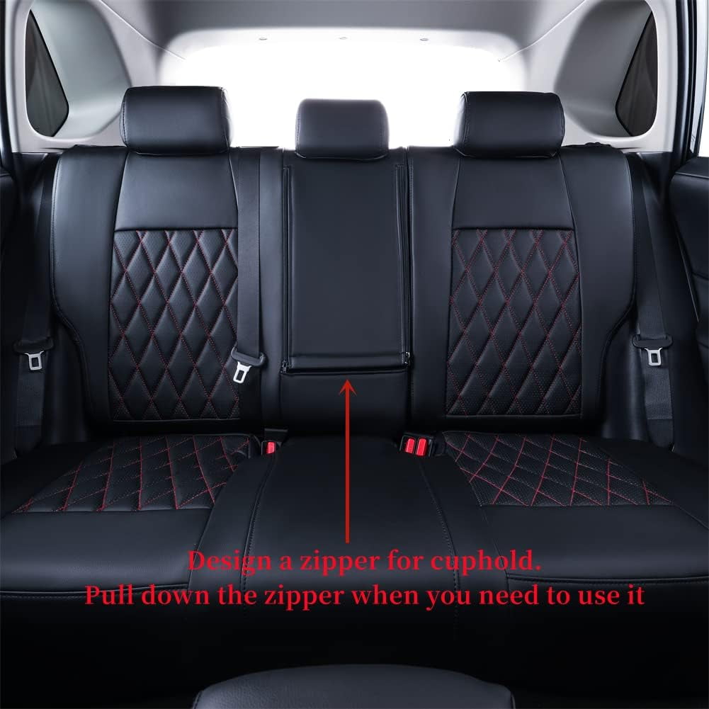 Coverdream Custom Fit Corolla Seat Covers for Toyota L,LE,LE Eco Plus,LE Plus 2014-2019 Breathable Auto Seat Covers(Black with Red Line,Full Set)