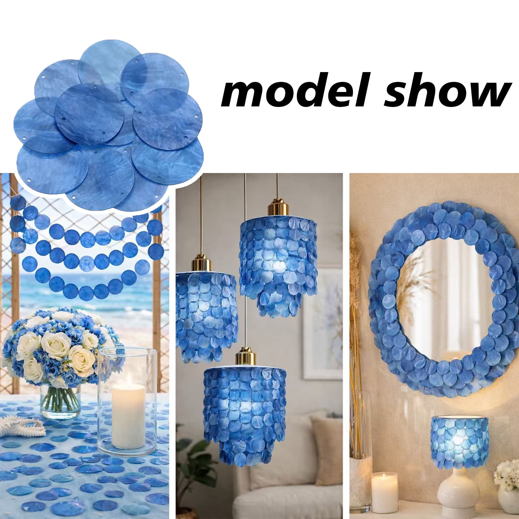120Pcs Capiz Shells 1.97in Round Natural Shells with 2 Holes for Seashell Wind Chimes Curtain Shell Garland DIY Craft Wedding Home Decoration