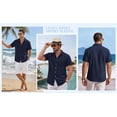 thumbnail image 4 of RICHCOIN Mens Linen Shirts Short Sleeve Button Down Dress Shirts for Men Casual Summer Tops Beach, 4 of 7