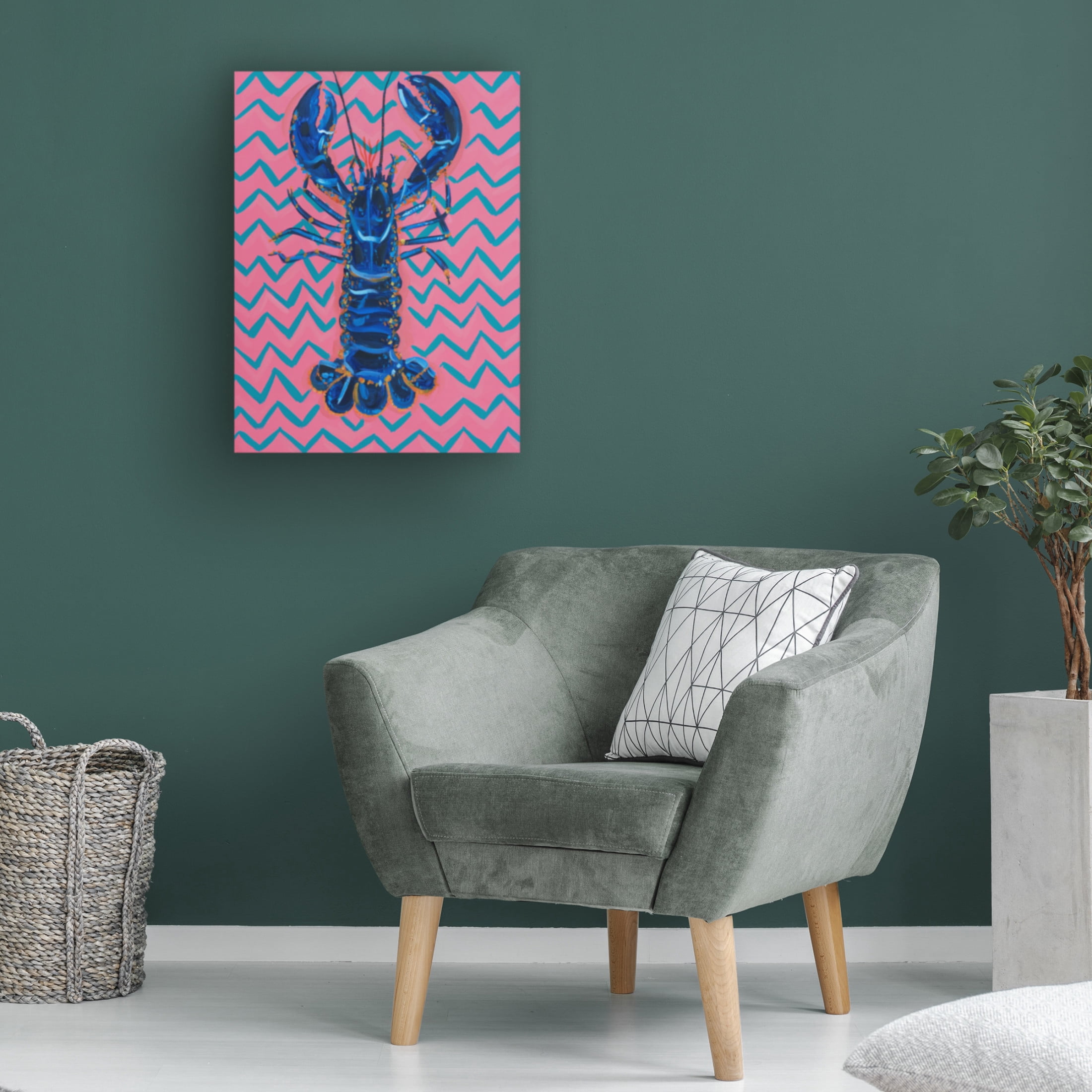 Trademark Fine Art Alice Straker Lobster On Zigzag Canvas Wall Art