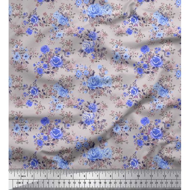 Soimoi Red polyester Crepe Fabric polyester Fruits Printed Fabric 1 Yard 42 Inch Wide