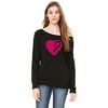 Women's Breast Cancer Ribbon Heart V391 C11 Black Wide Neck Sweatshirt Medium