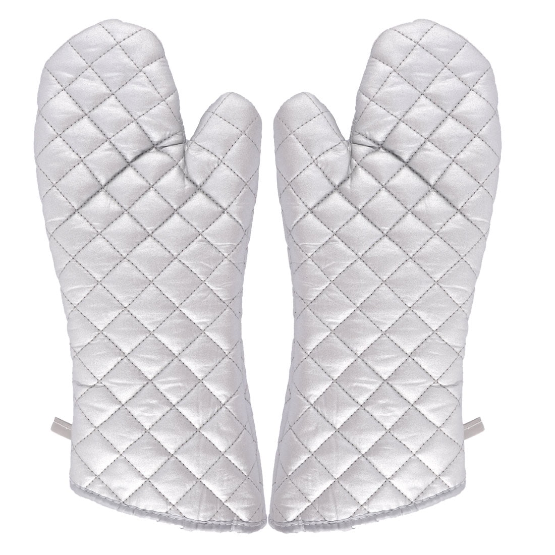 Kitchen Bakery Heat Resistance Microwave Baking Oven Mitt Gloves Silver