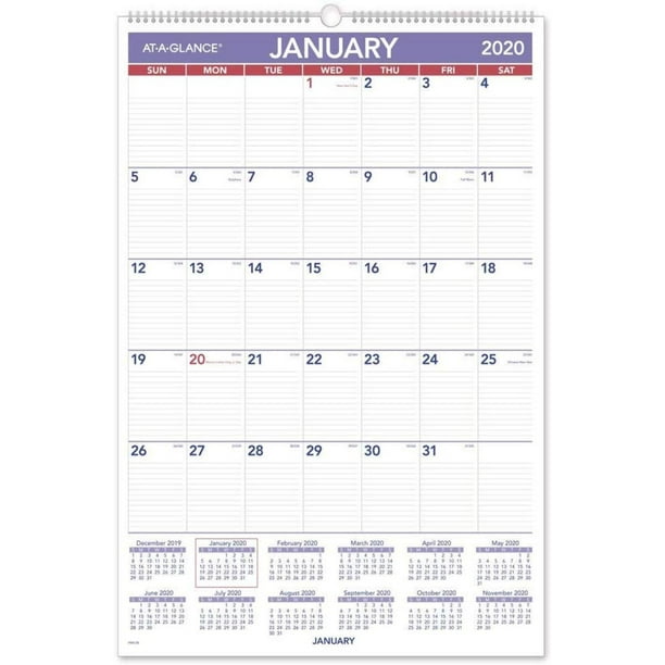 ATAGLANCE 2020 Monthly Wall Calendar, 20" x 30", XLarge, Wirebound