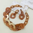 thumbnail image 3 of BOCAR Statement Chunky Necklace Metal Punk Acrylic Cuban Link Chain Necklaces Bohemian Tortoise Shell Acrylic Resin Chain Link (N0090-Texture Brown), 3 of 9