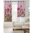 thumbnail image 2 of Pink Tulip Flower Blackout Curtains for Bedroom Living Room, Hello Spring Floral Buffalo Plaid Wood 45 In Long Thermal Insulated Room Darkening Drapes Grommet Window Treatments, 52 x 45 In, 2 of 9