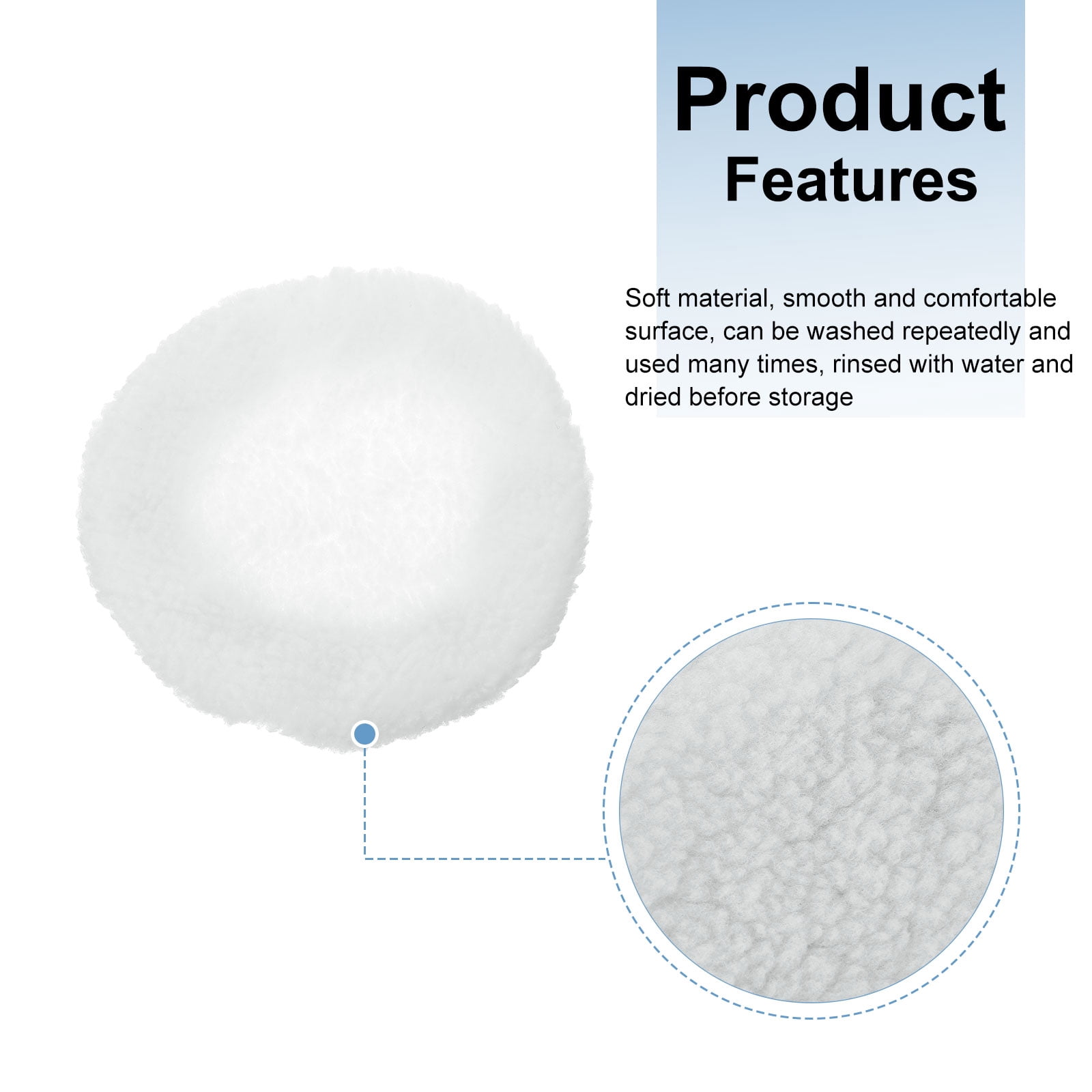 Uxcell 10pcs Car Polisher Bonnet Buffing Pad Lamb's Wool for 9"-10" Car Buffer Bonnets Polisher, White