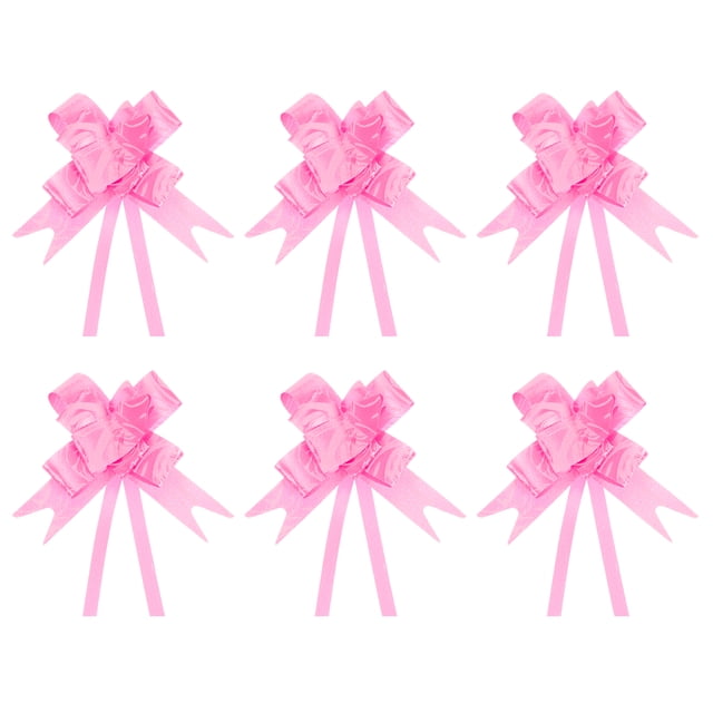Unique Bargains 8' Pull Bows Gift Wrapping Pull Bow Rose Pattern Baskets Present Bows Knot Ribbon Pink 300 Pcs
