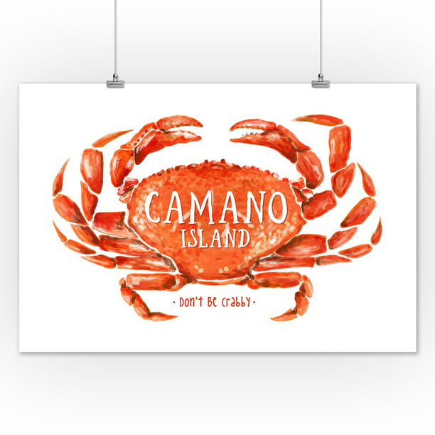 Camano Island, Washington - Dungeness Crab Vintage Sign 