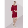 thumbnail image 4 of Miss Lavish London V Neck Dress With Long Sleeves Casual Long Sleeve Dress for Women Wine Red-XL, 4 of 5