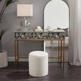 thumbnail image 3 of Get Style Ensemble Pouf Rond en Bouclé Paulo avec Siège Rembourré Confortable (Blanc), 3 of 5
