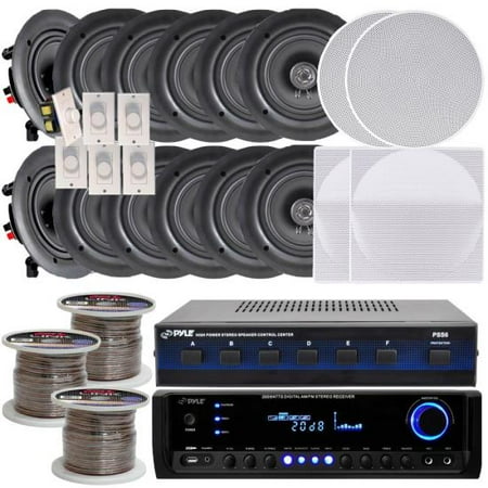 Pyle Kthsp370 5 25 In 6 Room In Wall Ceiling Speaker System With Receiver