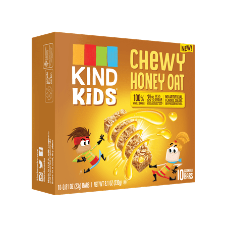 (2 Pack) KIND Kids, Honey Oat Granola Bar, 10ct, .81 oz Bars, Gluten Free, Non GMO, 100% Whole Grains