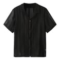 thumbnail image 4 of LIIPEE Men Shirts Casual Solid Color Short Sleeve Lapel Button Down Fashion Mesh Shirts Spring Summer Outdoor Male Loose Fit Lightweight Comfortable Breathable Soft Shirts,XXL, 4 of 5