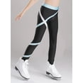 thumbnail image 4 of Vxuxlje Kids Girls Figure Skating Pants Full Length Leggings Ballet Dance Gymnastics Yoga Pants Light Blue 12, 4 of 8