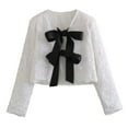 thumbnail image 2 of Taylonsss Womens Sequin Open-Front Crop Cardigan with Long Sleeves and Oversized Bow Back Detail for Party Nights and Special Occasion Wear, 2 of 6