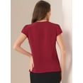 thumbnail image 3 of DARING DIVA Women's Summer Office Tops V-Neck Solid Color Chiffon Blouse S Red, 3 of 6
