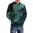 thumbnail image 5 of Elegant Teal Gold Marble Men's Women Vintage 3D Hooded Sweatshirt - All-Season Loose Fit Streetwear, 5 of 6