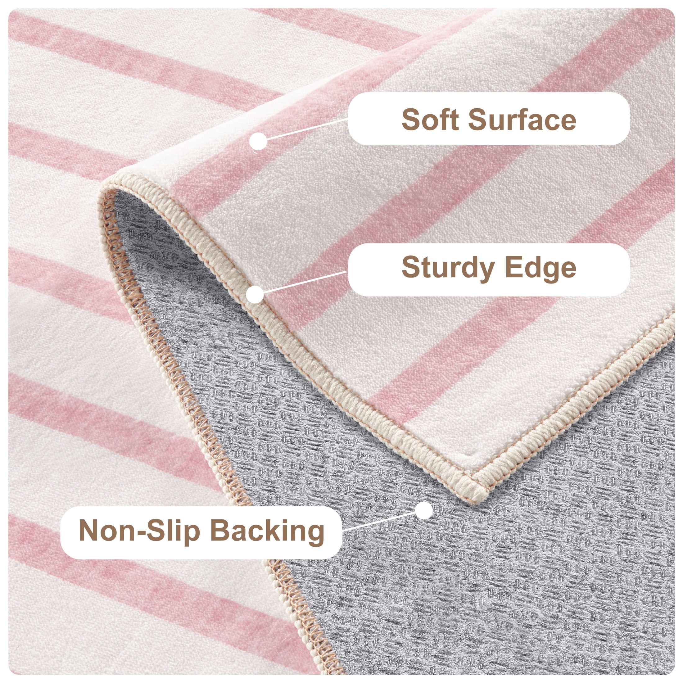 MICGEEK 8'x10'Washable Area Rugs for Living Room, Washable Non-slip Soft Indoor Modern Vintage Rug for Bedroom Dining Room Office Home Decor Carpet,Pink