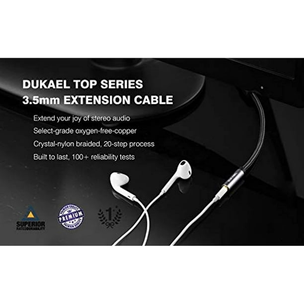  DUKABEL Top Series Long RCA Cables (8 Feet / 2.4 Meters), RCA  to 3.5mm 2-Male RCA to AUX Audio Cable Crystal-Nylon Braided/ 24K Gold  Plated/ 99.99% 4N OFC Conductor : Electronics