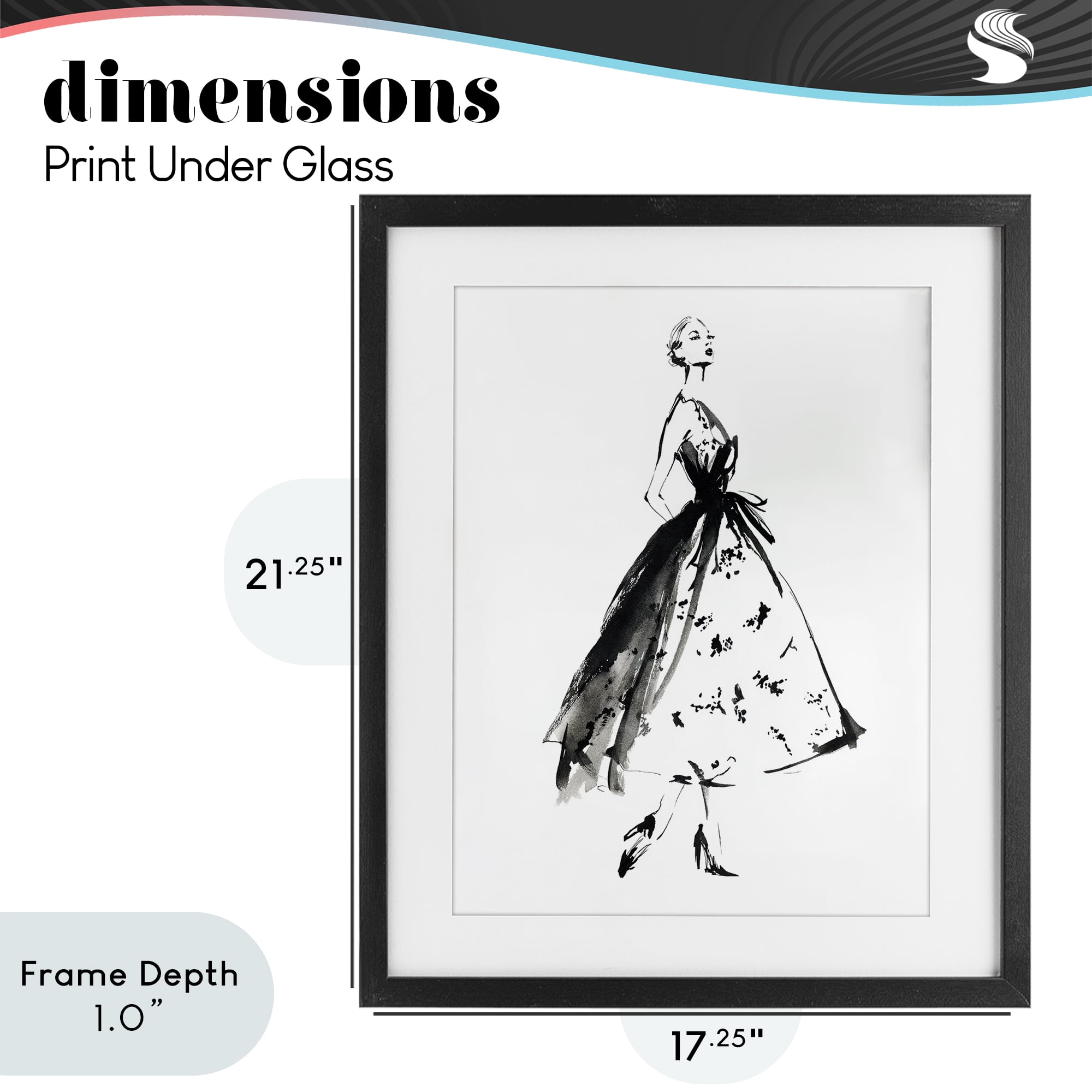 Stupell Industries Ethereal Couture Contour Black Framed Print Under Glass, design by Svetlana Aleynikova